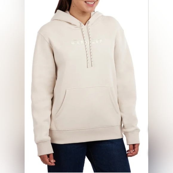 COSTCO WHOLESALE Unisex Logo Hoodie Men women boys girls Cream Color Size Medium - Picture 2 of 10